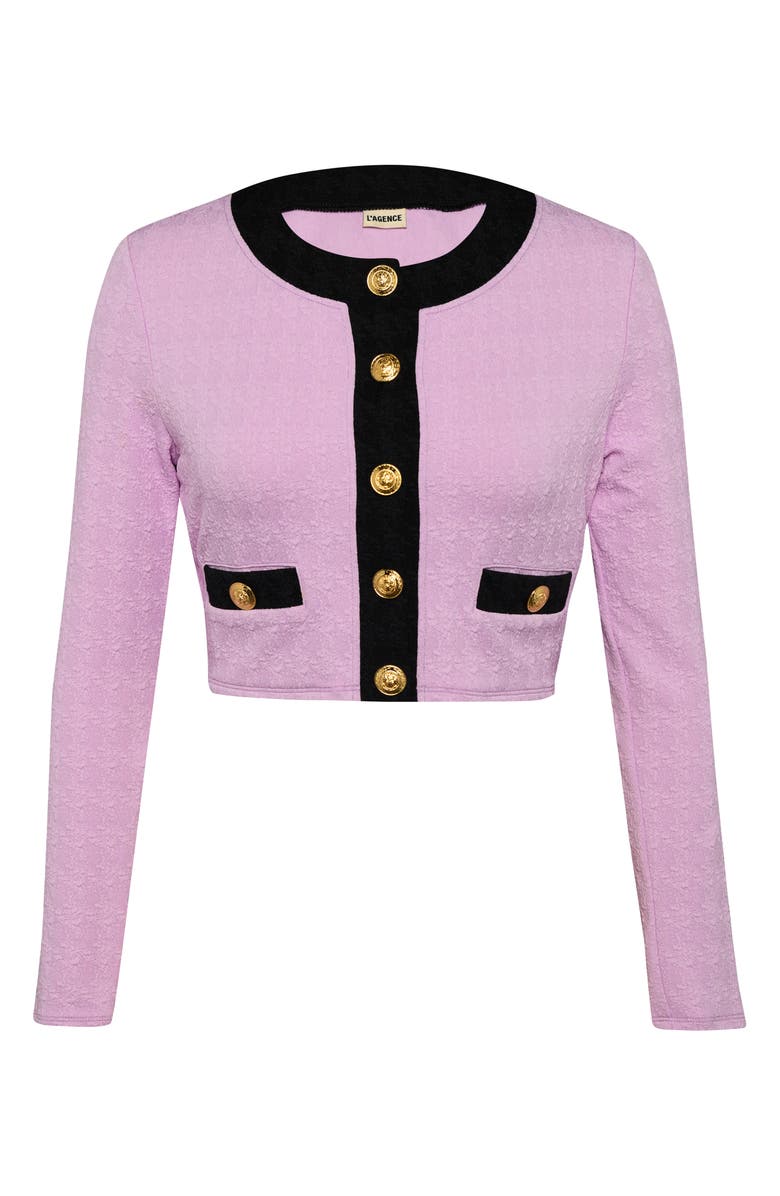 L'AGENCE Adaline Colorblock Crop Rashguard, Alternate, color, Light Violet