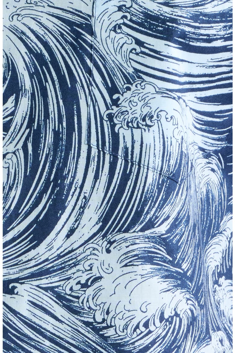 Gnarly Wave Print Camp Shirt, Alternate, color, NAVY