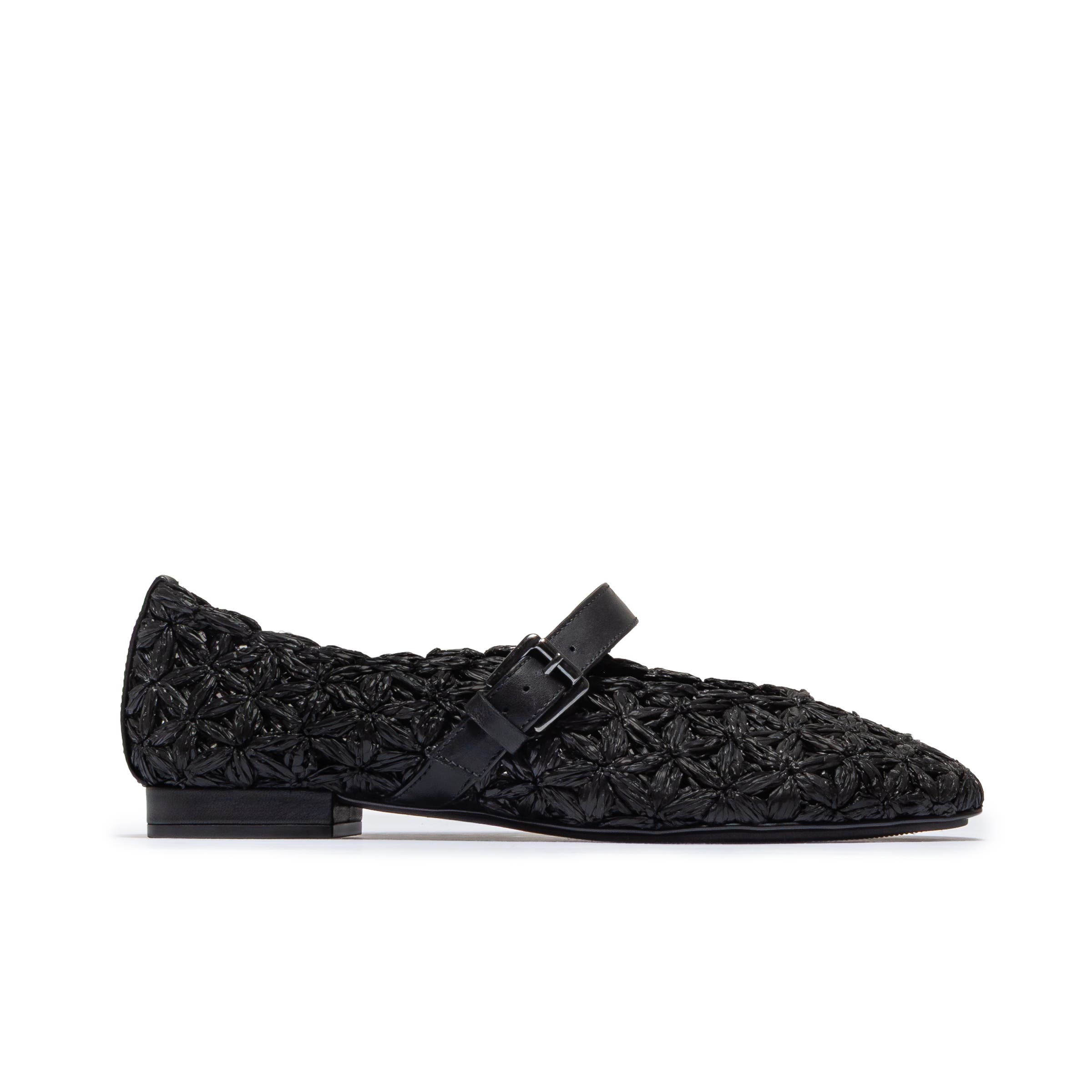Bernardo Footwear Borden Raffia Mary Jane Flat, Main, color, Black