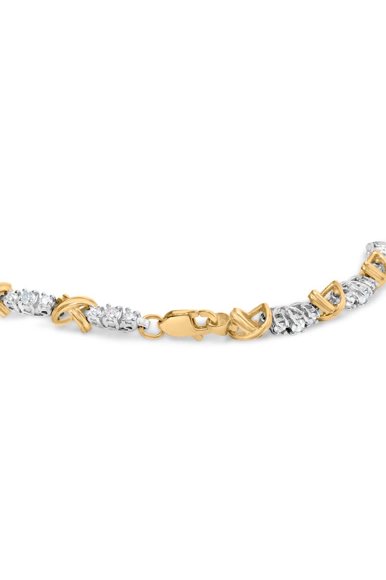10K Two-Tone Gold 1.00 Cttw Diamond X-Link Link Bracelet, Alternate, color, Yellow Gold