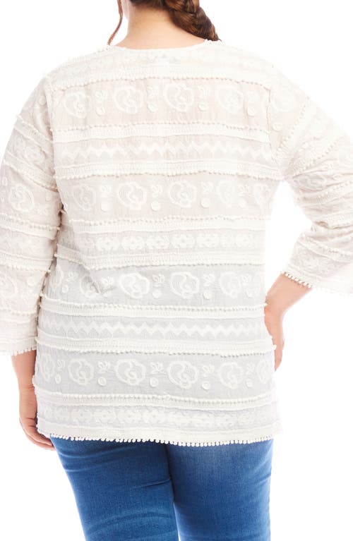 Karen Kane Plus Size Three Quarter Sleeve Embroidered Tunic In Off White