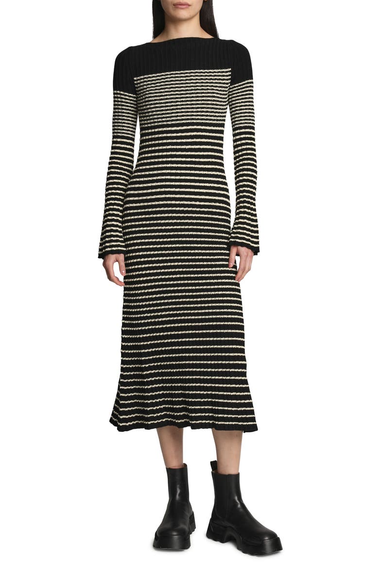 Proenza Schouler Bouclé Mini Stripe Long Sleeve Sweater Dress, Main, color,