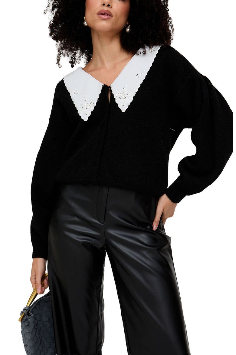 Gaia Wide Leg Leather Trouser, Alternate, color, Black
