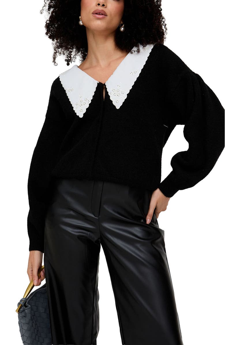 Lily and Lionel London Gaia Wide Leg Leather Trouser, Alternate, color, Black