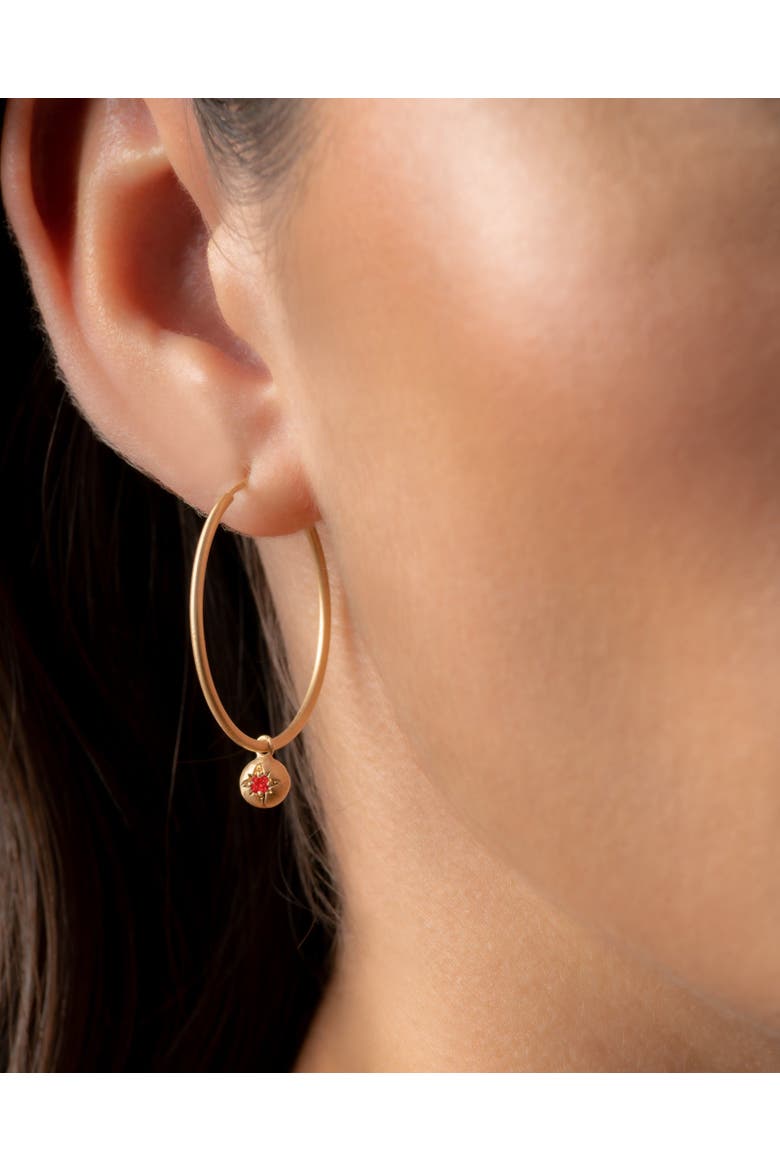 Moon Hoops Natural Gemstones. Handmade in Italy, Alternate, color, Ruby