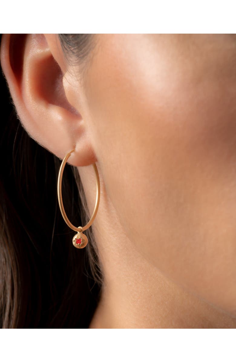 Eloise Jewelry Moon Hoops Natural Gemstones. Handmade in Italy, Alternate, color, Ruby