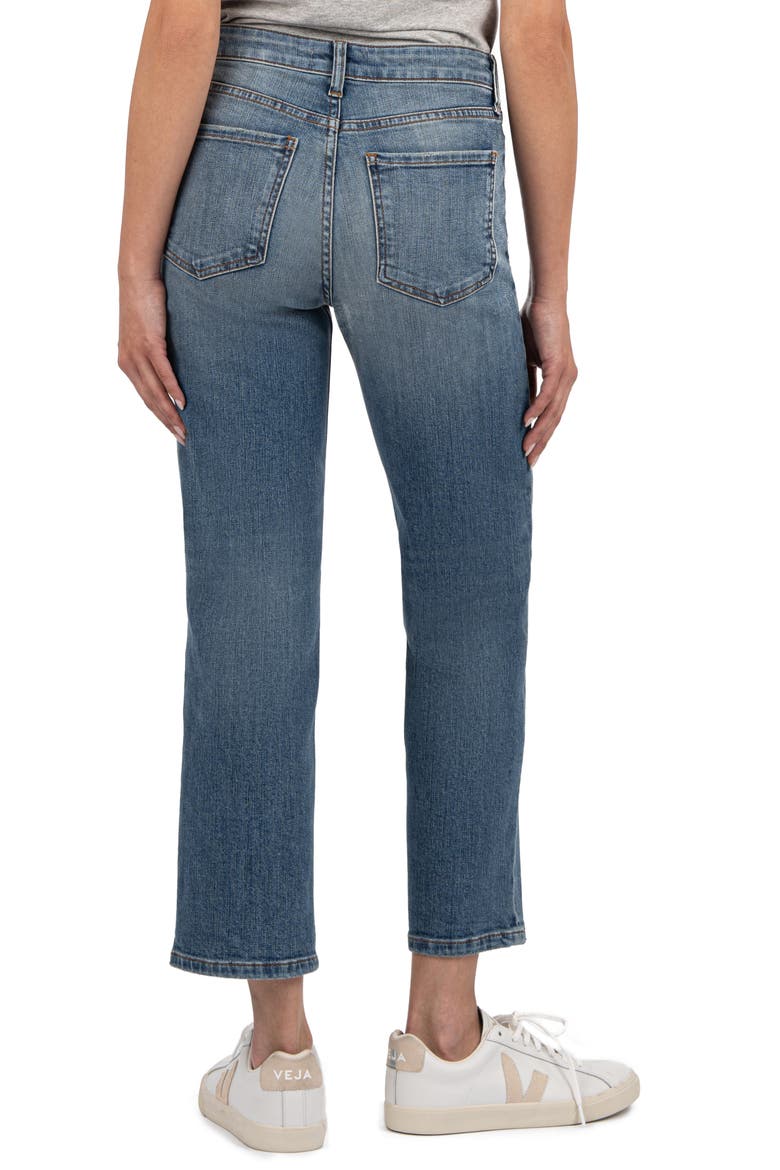 Elizabeth Patch Pocket High Waist Crop Straight Leg Jeans, Alternate, color, CLARITY
