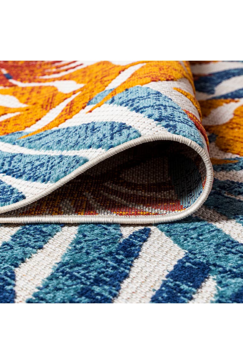 Tropics Palm Leaves Indoor/Outdoor Rug, Alternate, color, Cream/Orange