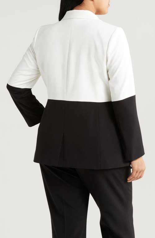 Tahari Asl Colorblock Blazer In White Black