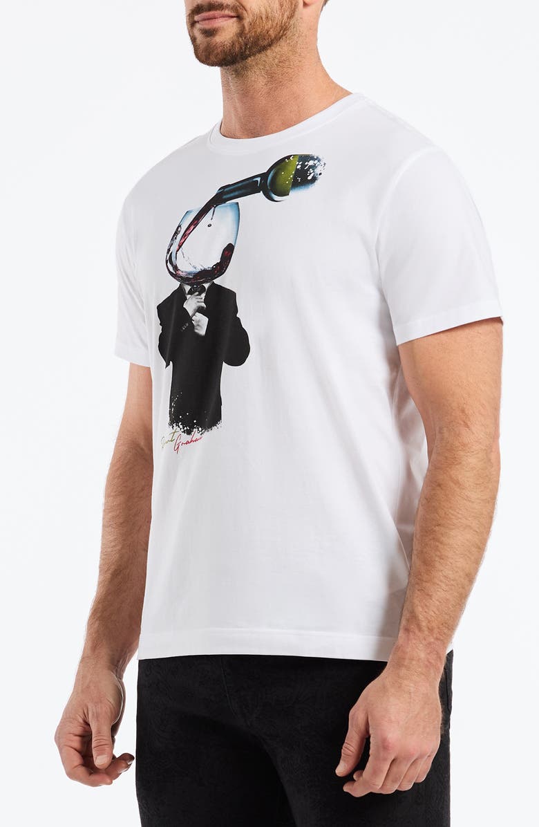 Robert Graham Wine Man Cotton Graphic T-Shirt, Alternate, color, White