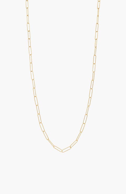 18k Gold Plated Sterling Silver Long Sinai Chain Adjustable Clip Necklace Gift Idea