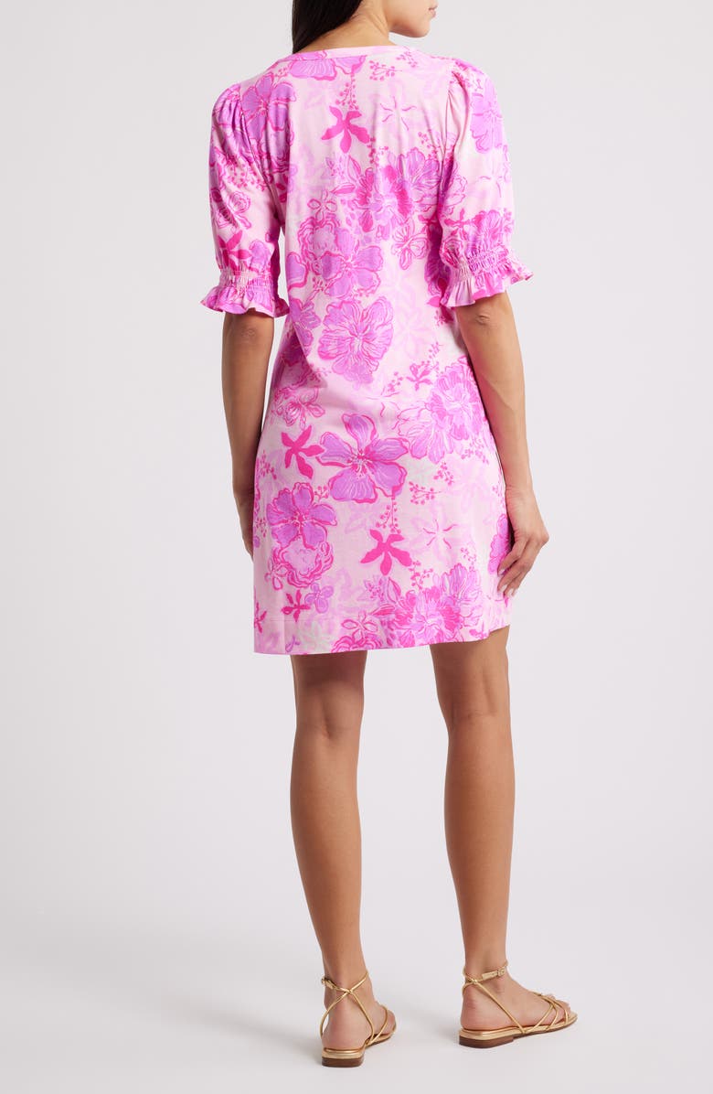 Lilly Pulitzer<sup>®</sup> Delsie Floral Print Puff Sleeve Dress, Alternate, color, Parigi Pink Supporting Squad