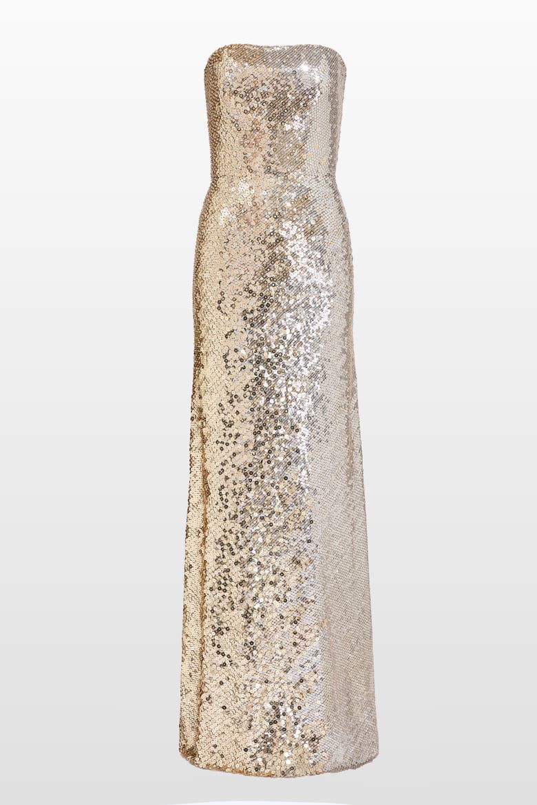 Caron Sequin-Embellished Strapless Maxi Dress, Alternate, color, Cashmere