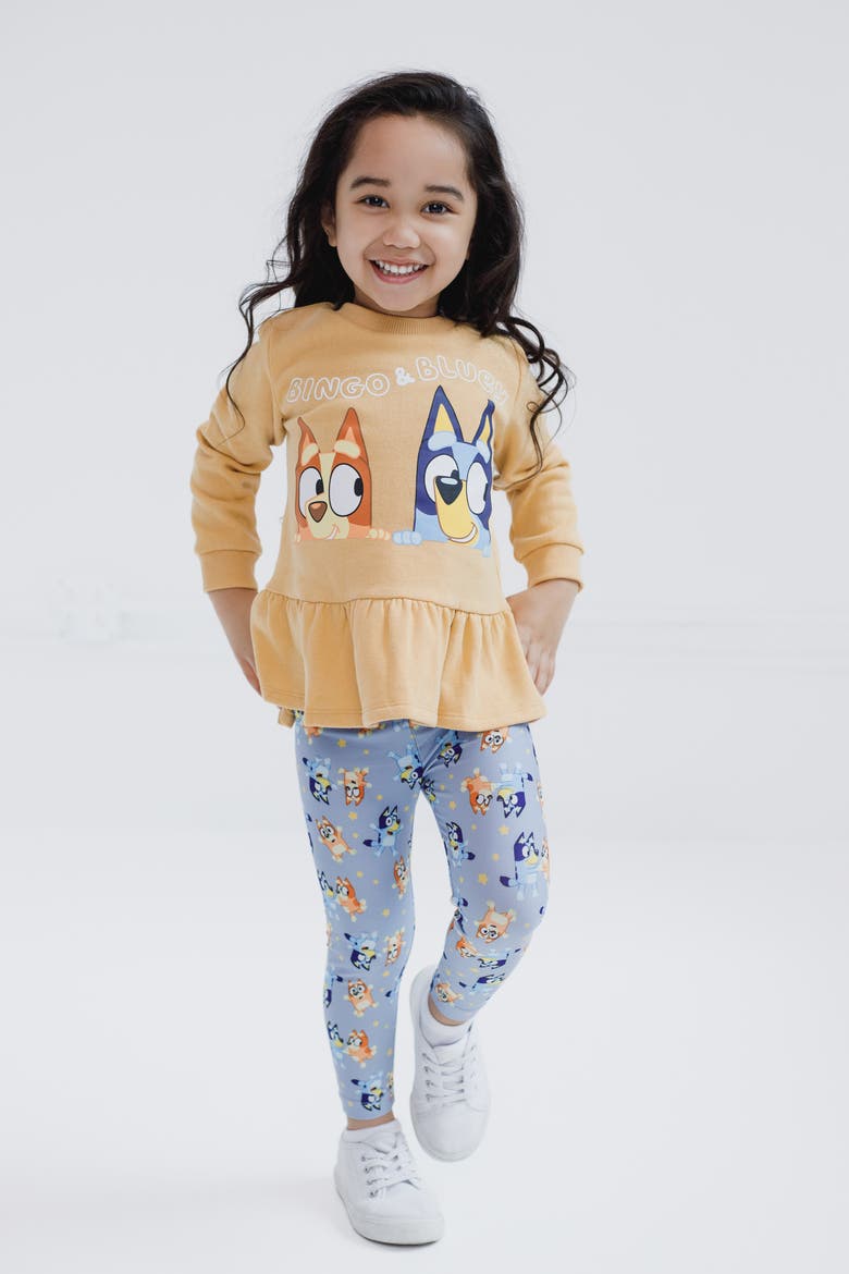 Fleece Sweatshirt and Leggings Set, Alternate, color, Gold Blue Bluey Bingo