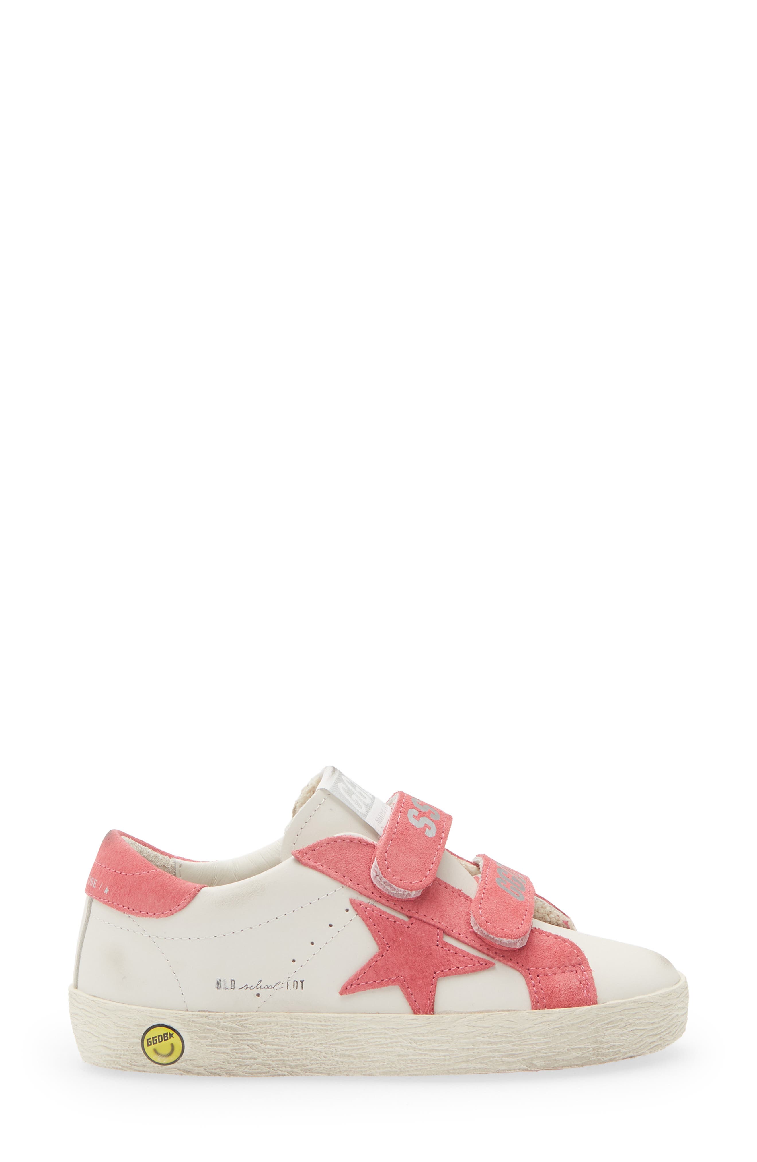 Kids' Old School Sneaker, Alternate, color, MILK/ HOT PINK