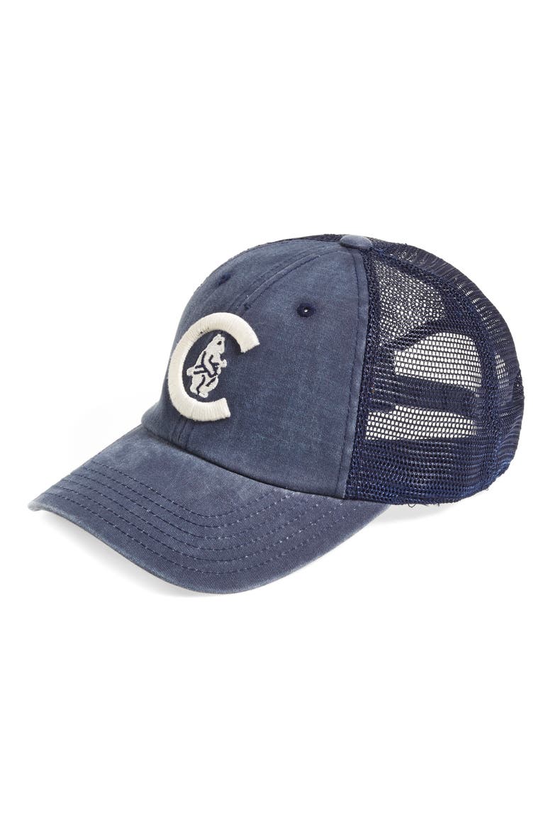 'Chicago Cubs - Raglan Bones' Mesh Trucker Cap, Alternate, color, NAVY