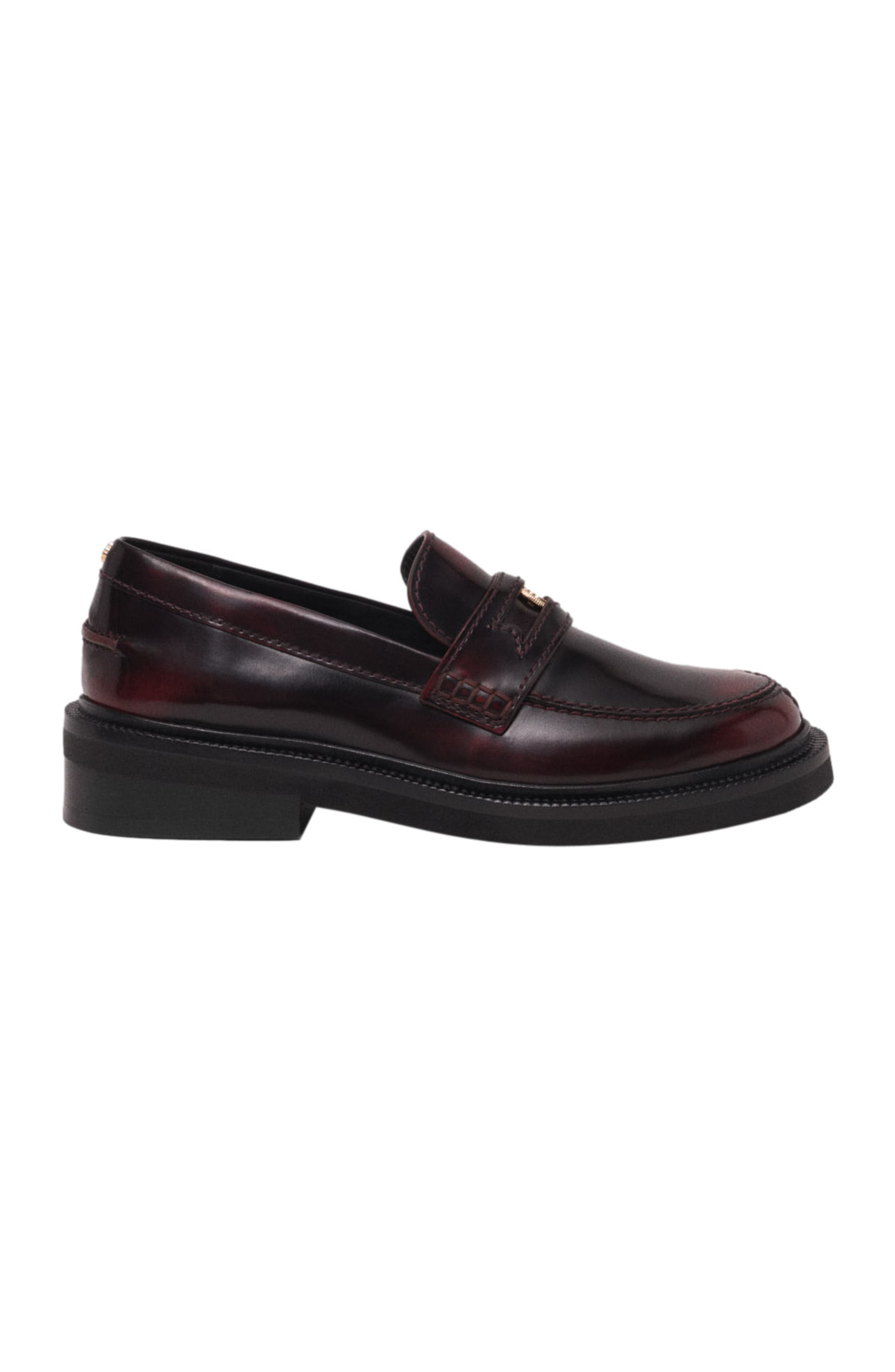 maje Brushed leather loafers, Main, color, Burgundy