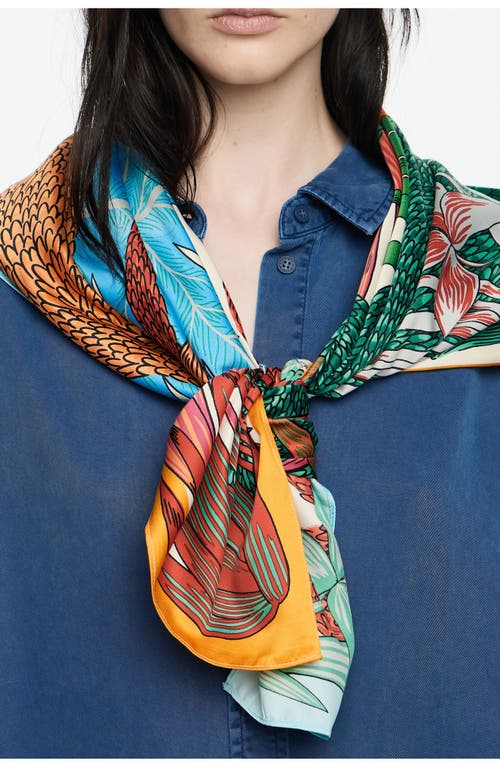 Bimba Y Lola Animals Tropical Vegetation Scarf In Multi