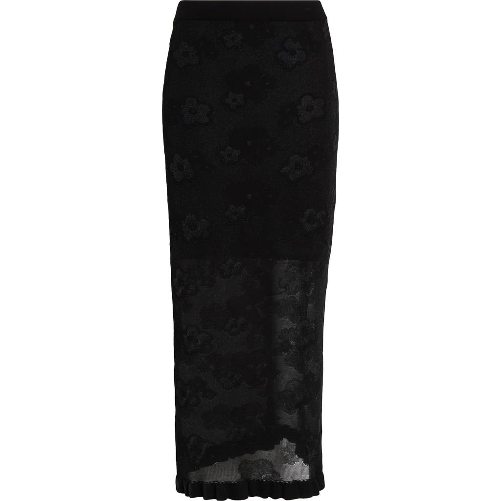 Cecilie Bahnsen Pegonia Sheer Jacquard Pencil Skirt In Black