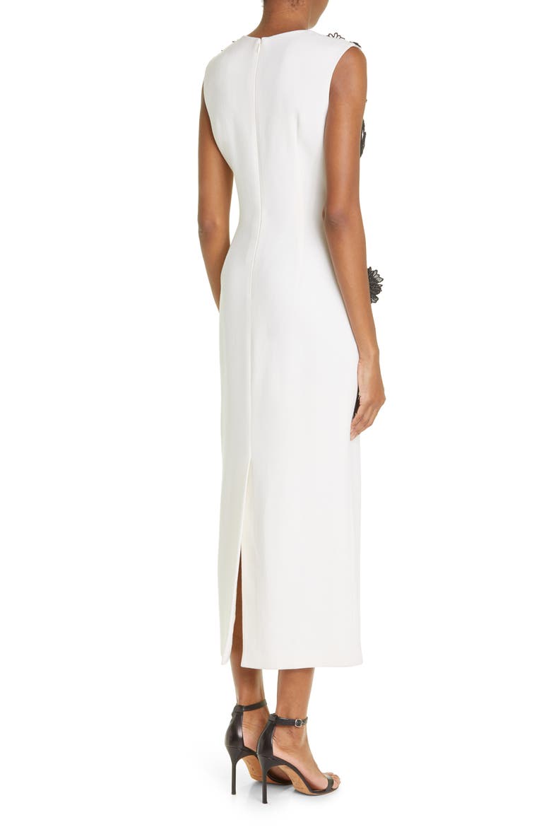 Guipure Lace Appliquéd Stretch Crepe Sheath Dress, Alternate, color, IVORY/ BLACK