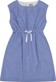 Busy Bees Izzy Drawstring Dress Blue Mini Check