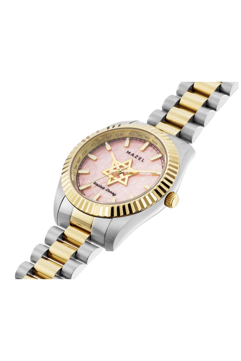 The Mazel Rose Quartz Two-Tone Bracelet Watch, 36mm, Alternate, color, ROSE QUARTZ