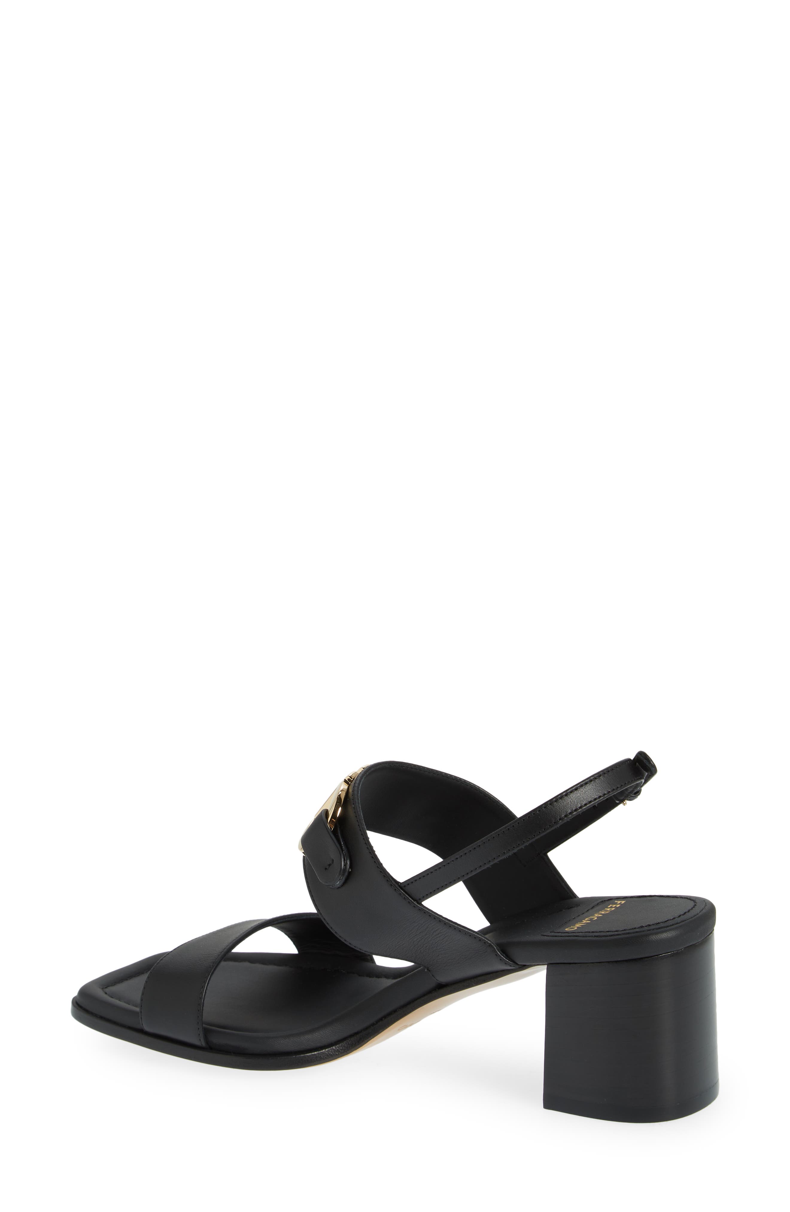 FERRAGAMO Lou Gancio Slingback Sandal, Alternate, color, Nero Nero Nero