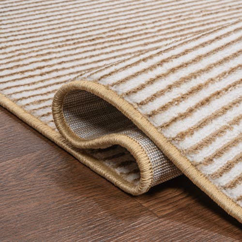 Jonathan Y Cole Modern Minimalist Pinstripe High-low Area Rug In White/gold