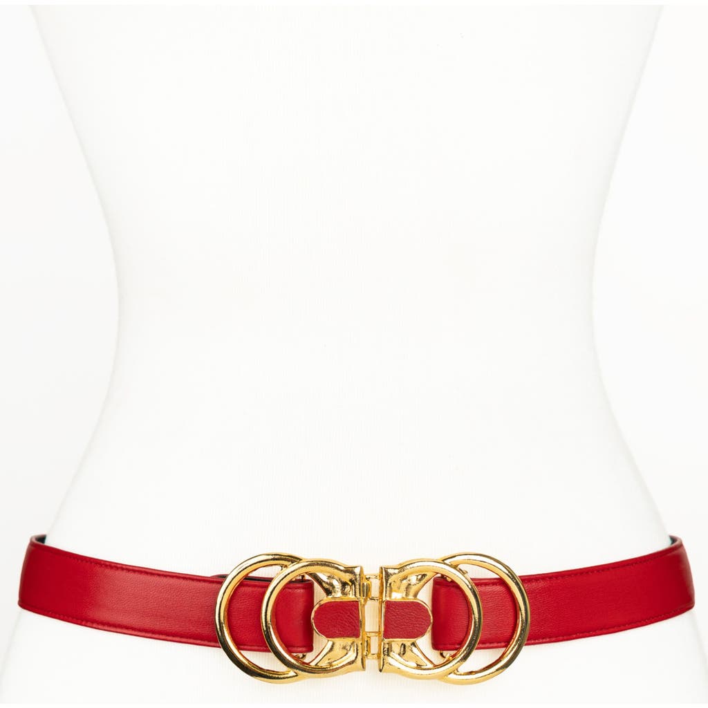 Raina Belts Rider Circle Buckle Leather Belt In Red