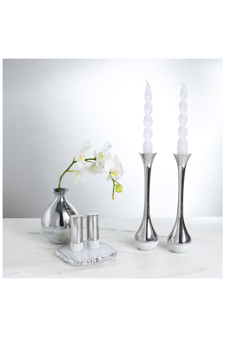 Coluna Dual Salt & Pepper Shaker Set, Alternate, color, WHITE AND SILVER