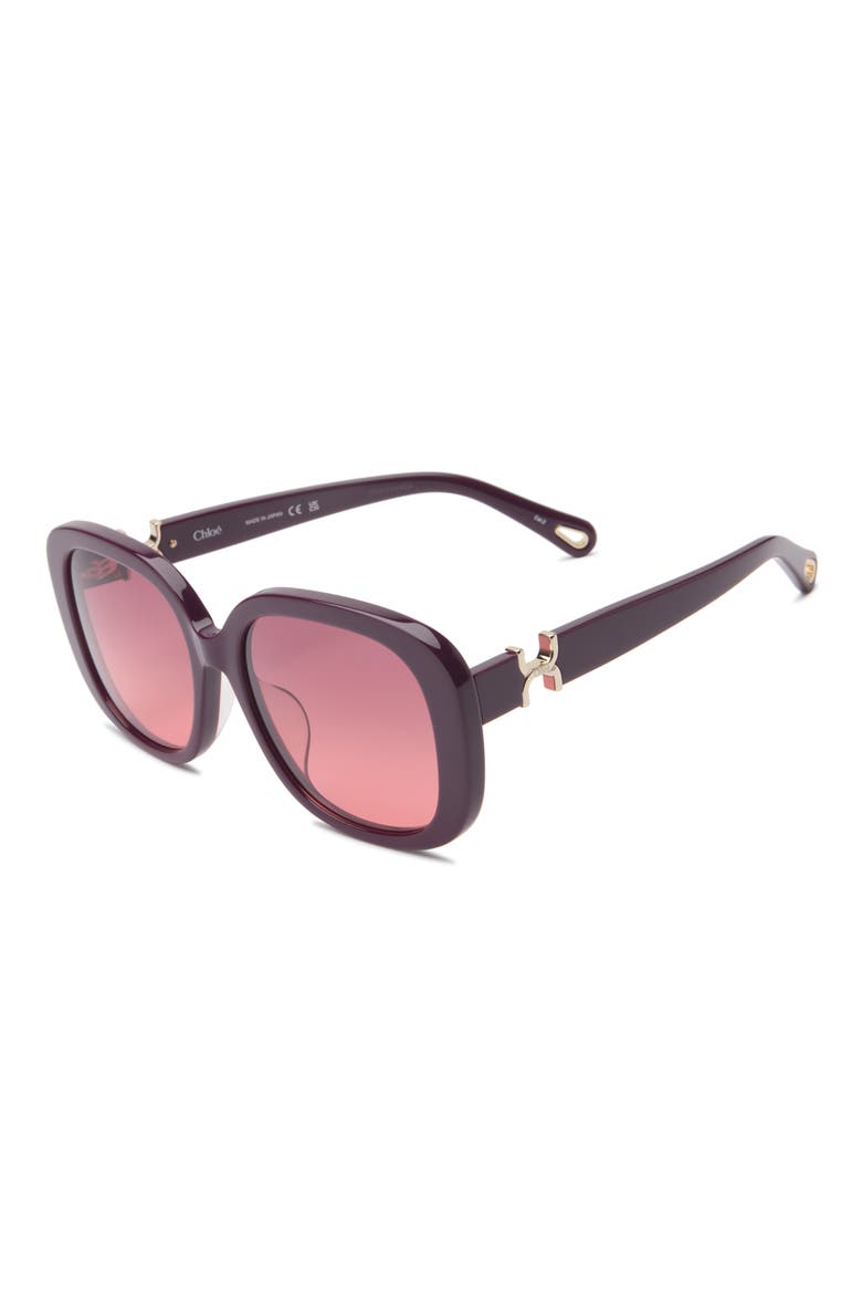 56mm Square Sunglasses, Alternate, color, BURGUNDY BURGUNDY RED