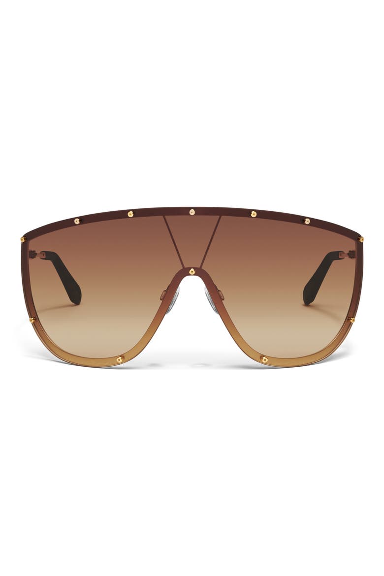 On Set 70mm Oversize Shield Sunglasses, Main, color, BRUSHED GOLD / CAMEL GRADIENT