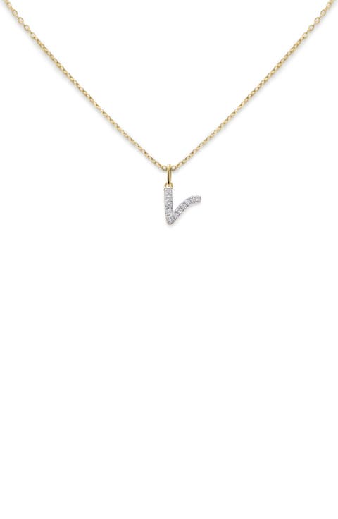 Lab Created Diamond Initial Pendant Necklace