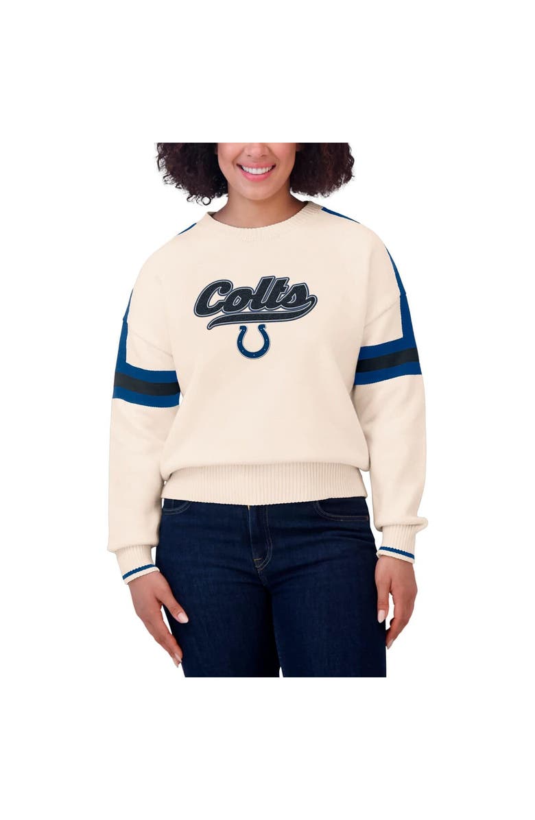 WEAR by Erin Andrews Women's WEAR by Erin Andrews  Cream Indianapolis Colts Stripe Pullover Sweater, Alternate, color, Cream