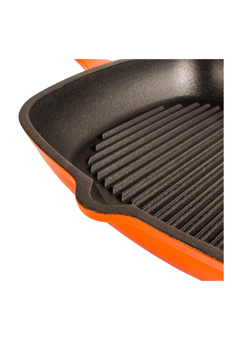 Neo 2-Piece Cast Iron Fry Pan & Grill Pan Set, Alternate, color, ORANGE