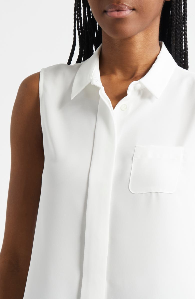 Emporio Armani Sleeveless Button-Up Shirt, Alternate, color, Warm White