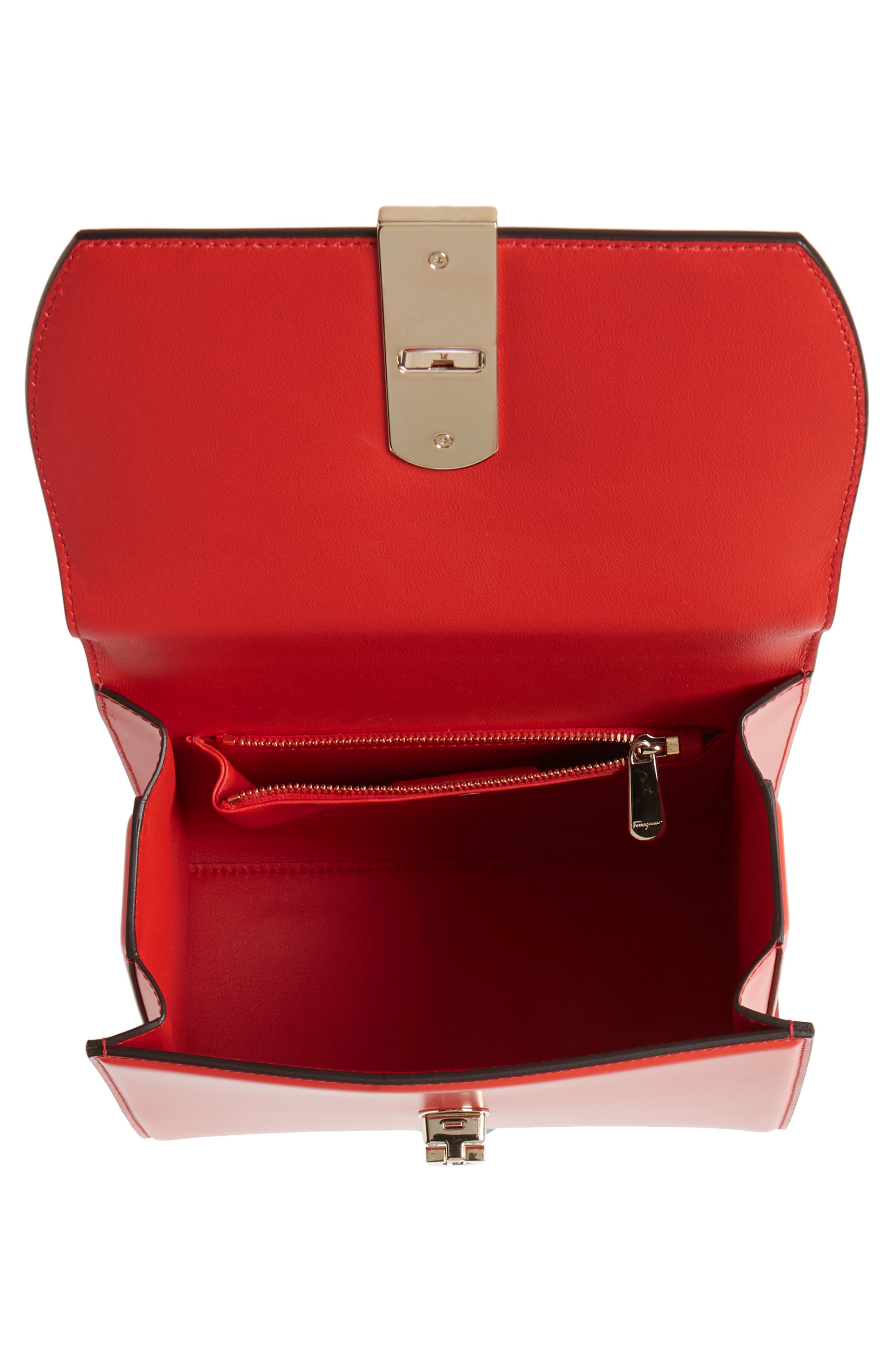 Salvatore Ferragamo Medium Leather Top Handle Bag, Alternate, color, ARID CORAL