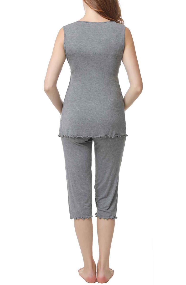 Kimi & Kai Penny Maternity/Nursing Pajamas Set, Alternate, color, Dark Heather Gray