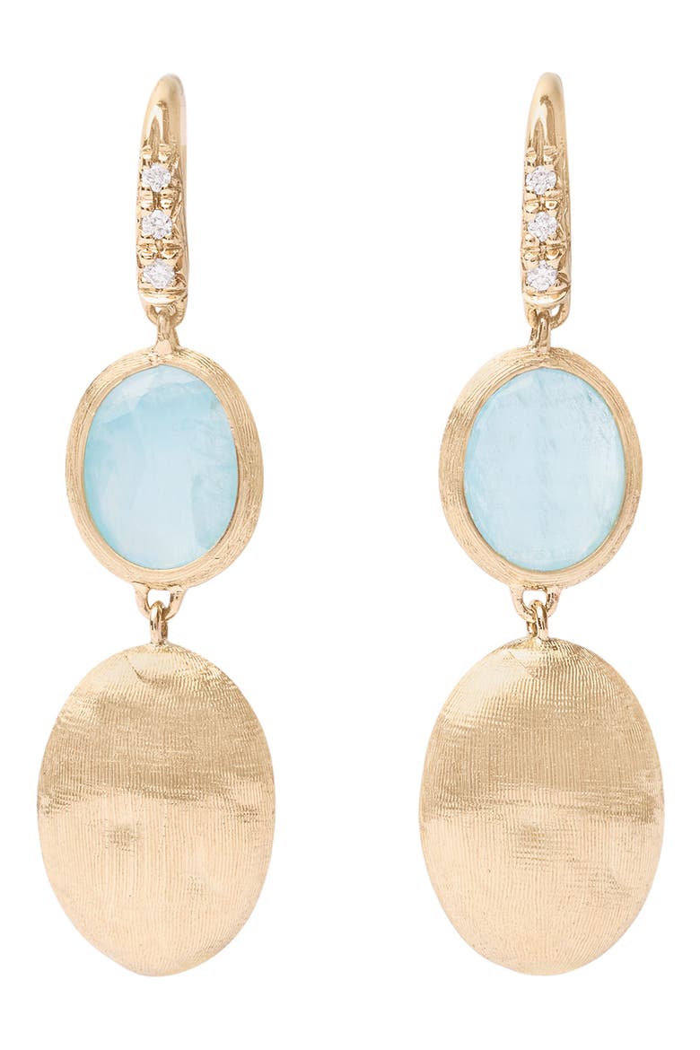Siviglia Aquamarine & Diamond Double Drop Earrings, Main, color, GOLD