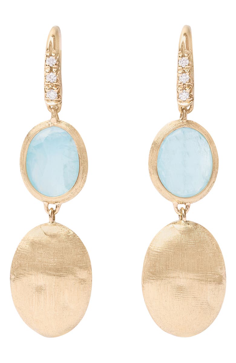 Marco Bicego Siviglia Aquamarine & Diamond Double Drop Earrings, Main, color, Gold