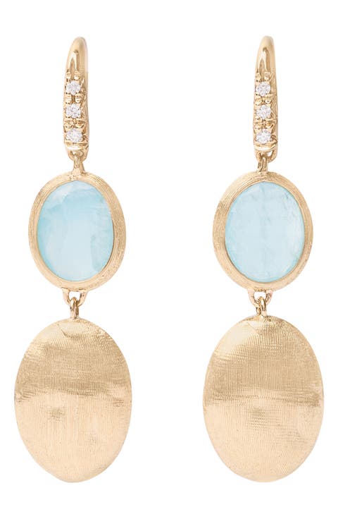 Siviglia Aquamarine & Diamond Double Drop Earrings