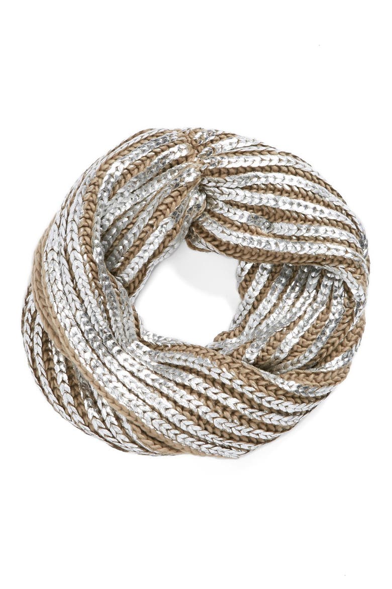 Capelli of New York Ribbed Metallic Snood, Main, color, NATURAL COMBO