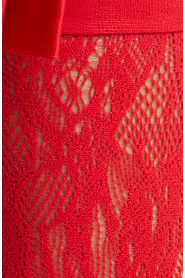 Coco Bow Lace Crew Socks, Alternate, color, RED
