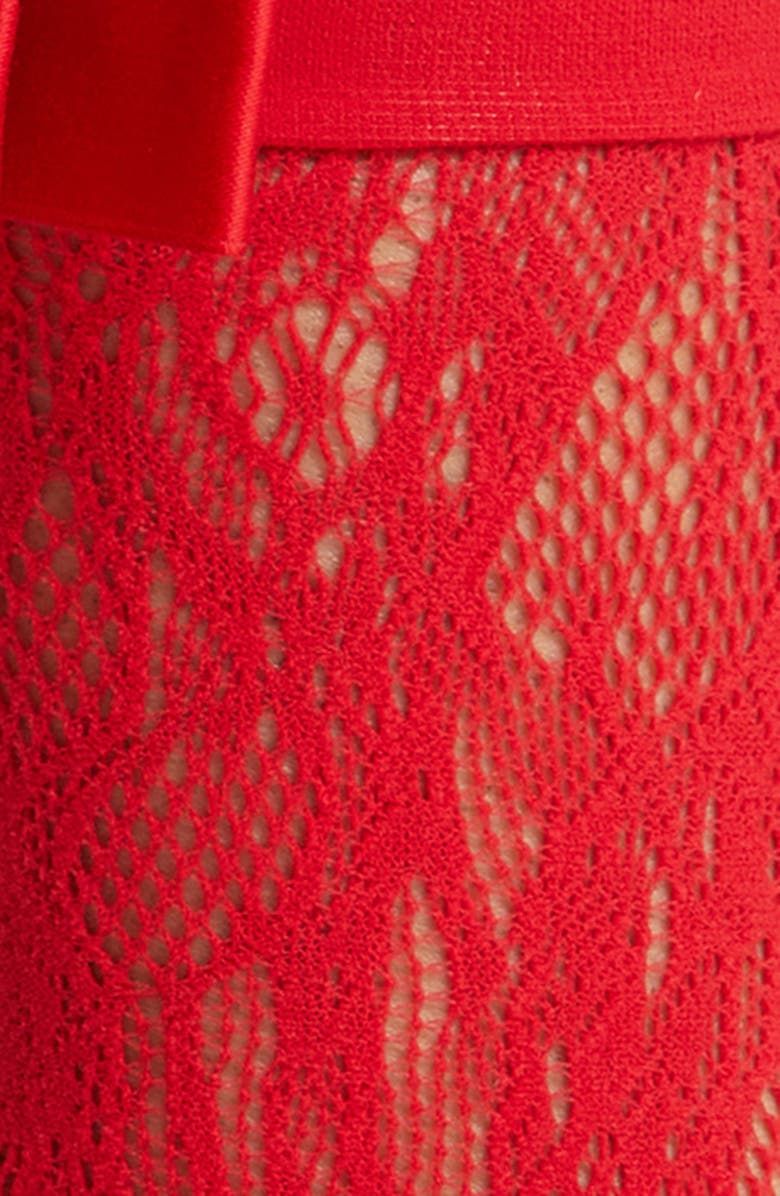 HIGH HEEL JUNGLE Coco Bow Lace Crew Socks, Alternate, color, Red