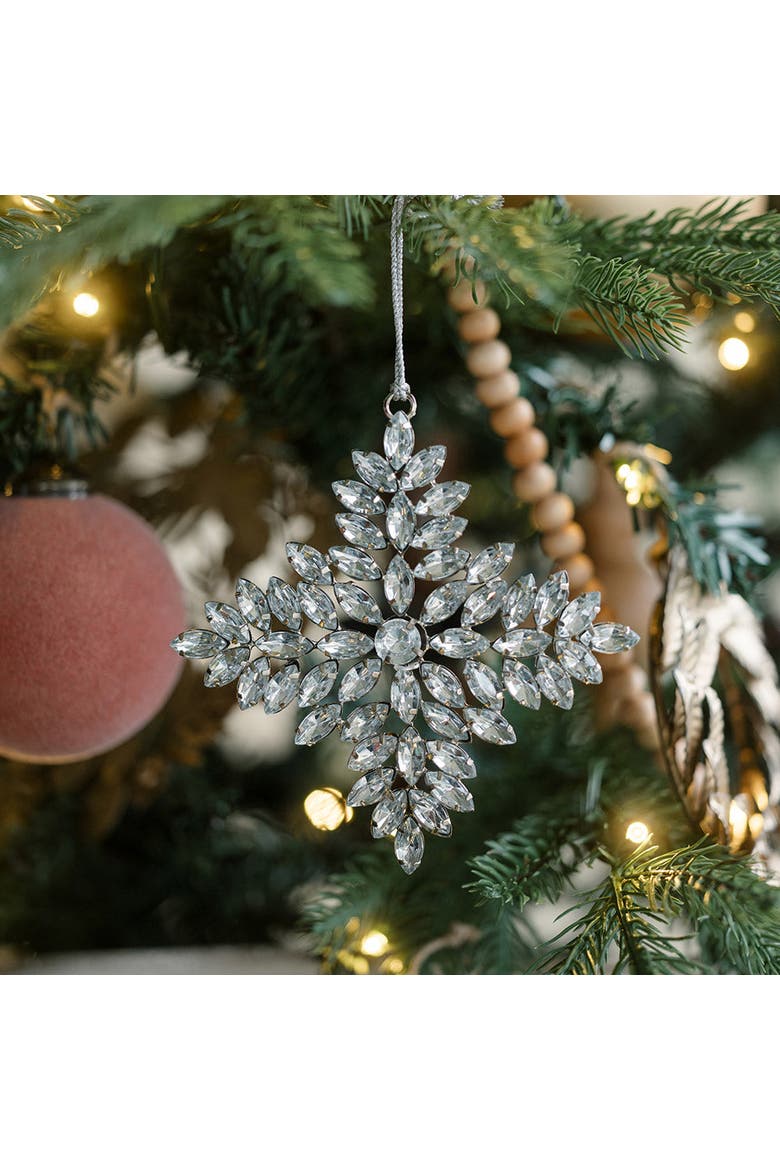 Beaded Snowflake and Star Christmas Ornaments, Alternate, color, Brass