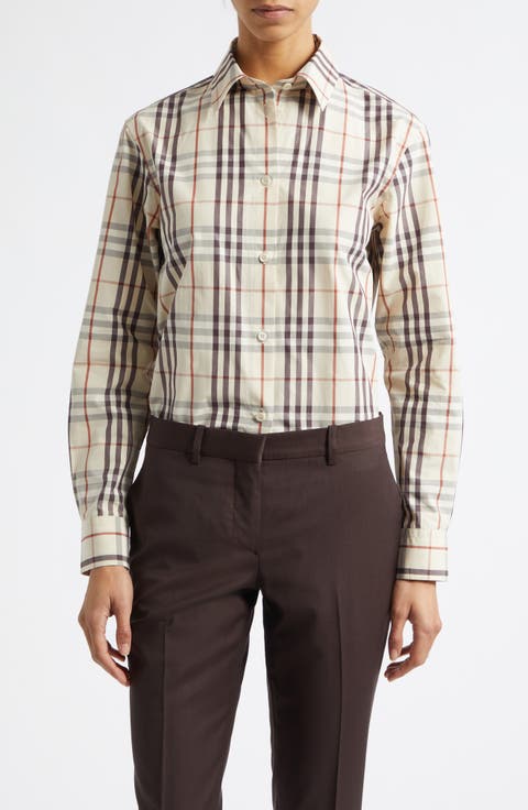 Emma Check Cotton Poplin Button-Up Shirt