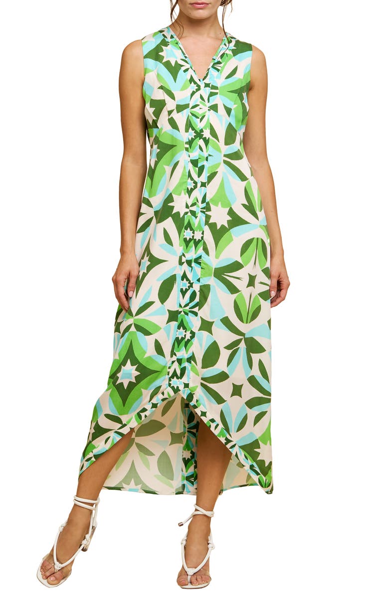 CIEBON Coralie Print Sleeveless Maxi Dress, Main, color, Green Multi