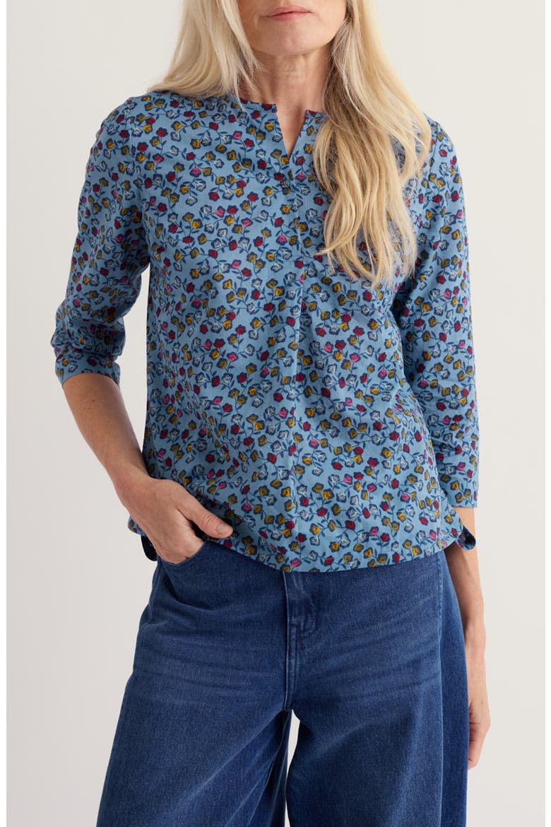 Watercolour Sketch Organic Cotton Top, Main, color, SKETCHED BUDS CADET