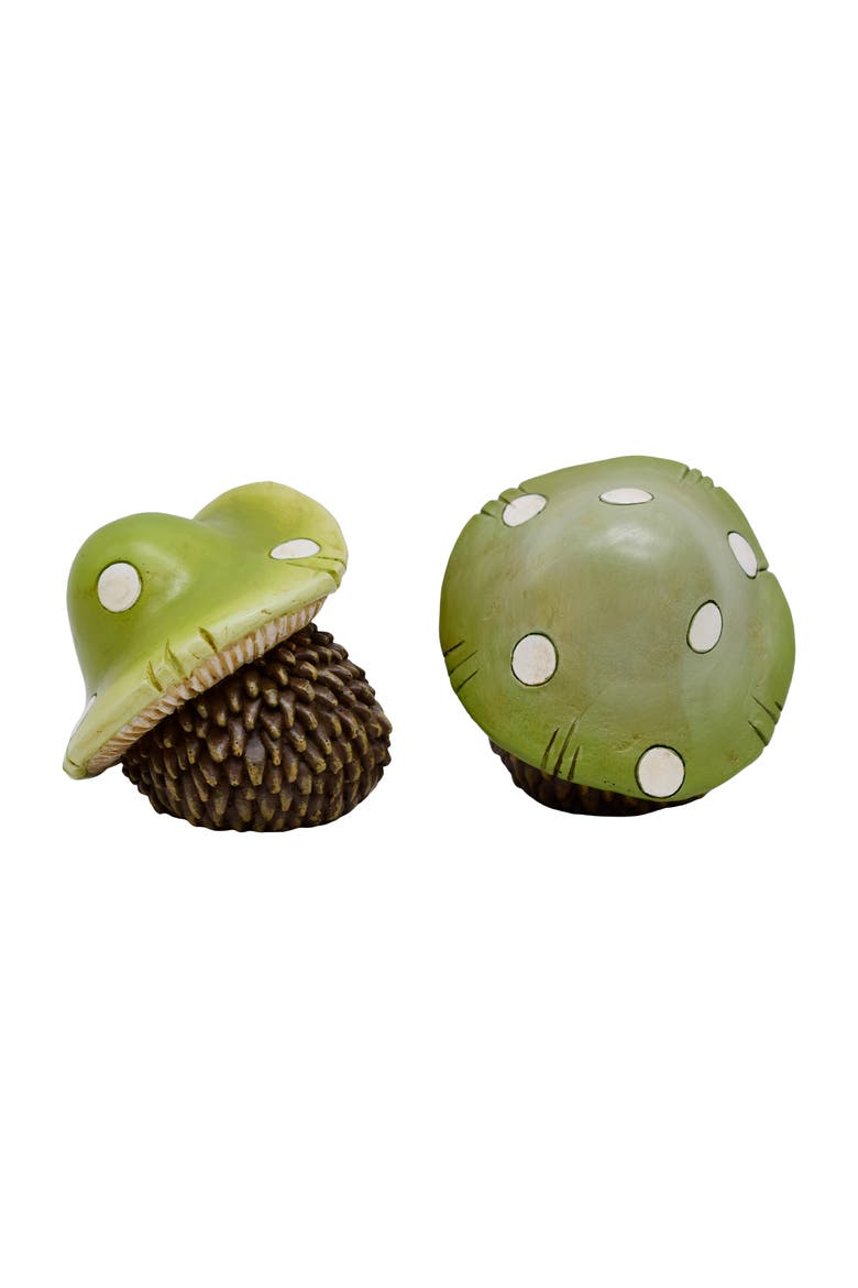 Resin Mushroom Hat Hedgehog Set of 6 Multicolored for Spring Home Decor, Alternate, color, Brown
