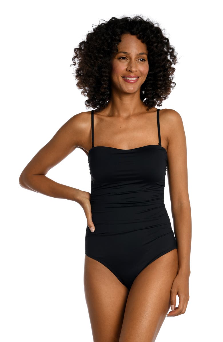La Blanca Bandeau One-Piece Swimsuit, Alternate, color, Black